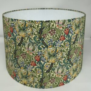 Golden Lily Drum lampshade with a white lining by Fait par Moi 2
