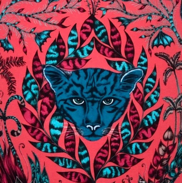 Amazon Red Leopard design drum lampshade in an Emma J Shipley fabric