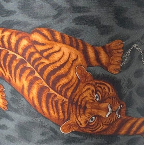 Orange Tigris drum lampshade in Emma J shipley fabric