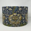 William Morris Kennet Indigo drum lampshade with a silver lining by Fait par Moi