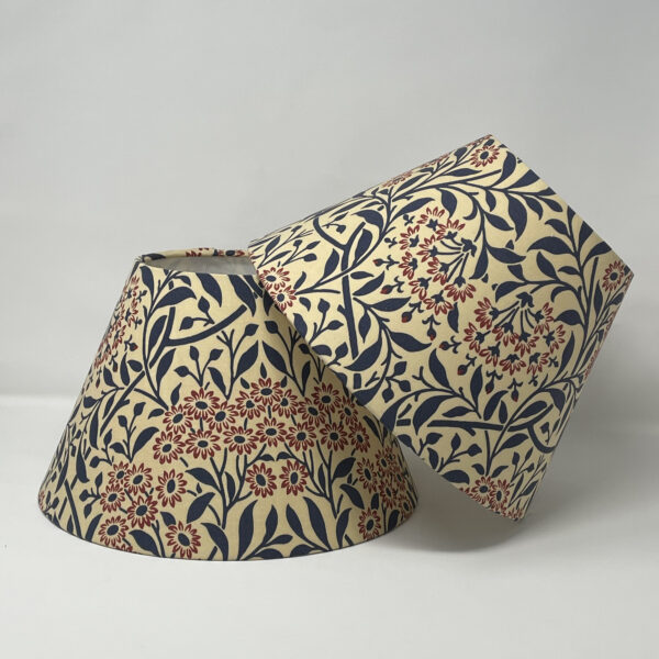 Michaelmas coolie lampshade cream, navy and red in a William Morris design - Image 4