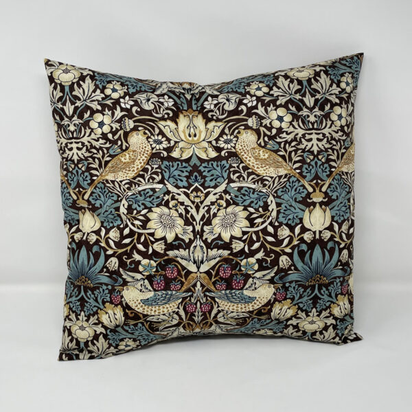 William Morris Strawberry Thief cushion (teal & brown) by Fait par Moi