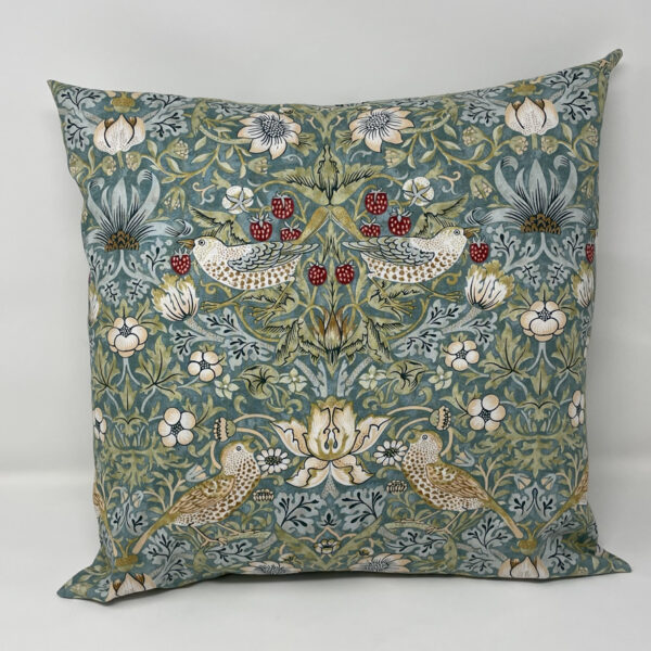 William Morris Strawberry Thief cushion (aqua) by Fait par Moi