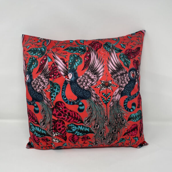 Emma J Shipley Amazon Red Parrot cushion 2 by Fait par Moi