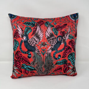 Emma J Shipley Amazon Red Parrot cushion by Fait par Moi