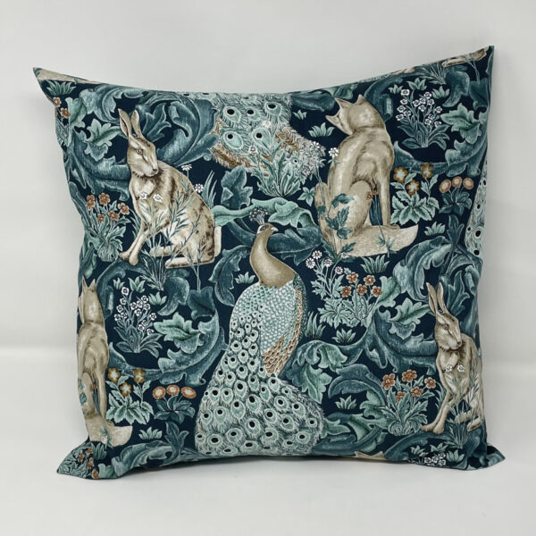 William Morris Forest cushion in navy & teal by Fait par Moi