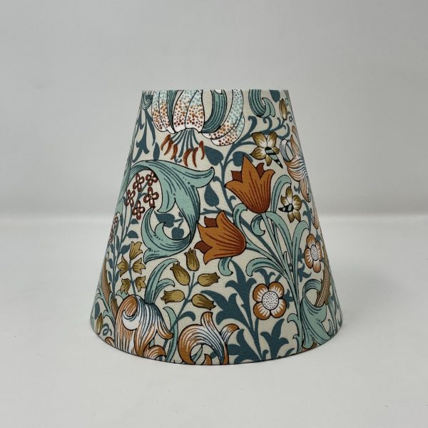 William Morris Golden Lily candle clip shades in orange and teal by Fait par Moi 2