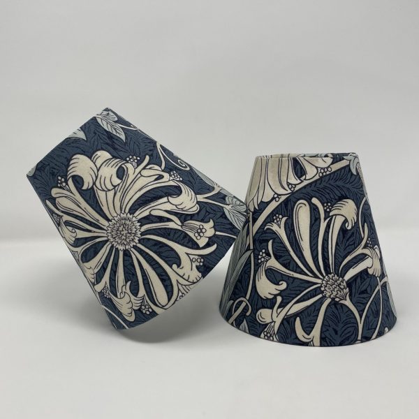 Honeysuckle & Tulip candle clip shades in a William Morris design (blue and silver) - Image 5