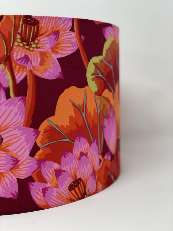 Kaffe Fassett Lake Blossoms drum lampshade in red by Fait par Moi 2