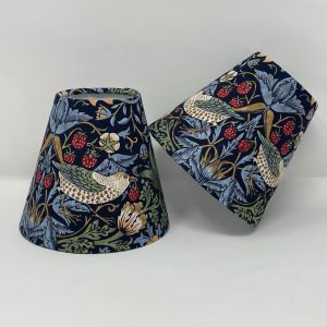 Strawberry Thief Indigo Candle Clip shades in a William Morris design by Fait par Moi