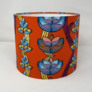Lotus African Wax Print handmade drum lampshade
