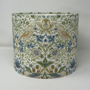 William Morris Strawberry Thief drum lampshade in Apple Blush colourway by Fait par Moi