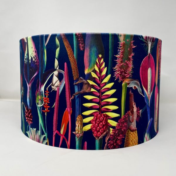 Borneo in Midnight velvet handmade drum lampshade by Fait par Moi 2