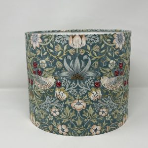 William Morris Strawberry Thief drum lampshade in Aqua by Fait par Moi