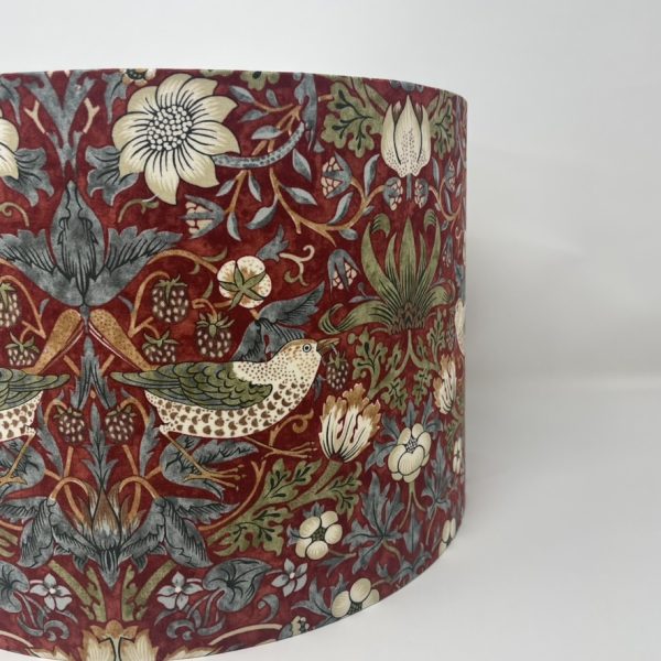 William Morris Strawberry Thief Red Small Design drum lampshade by Fait par Moi 4