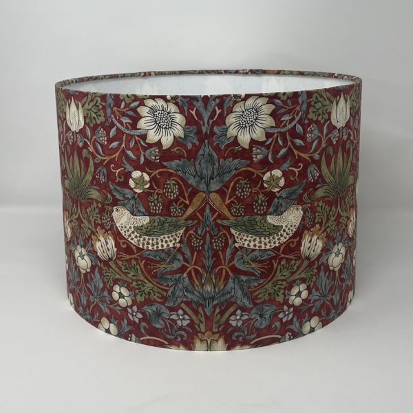 William Morris Strawberry Thief Red Small Design drum lampshade by Fait par Moi