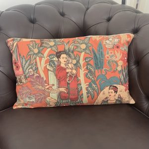 Fridas Garden Terracotta handmade envelope cushion by Fait par Moi