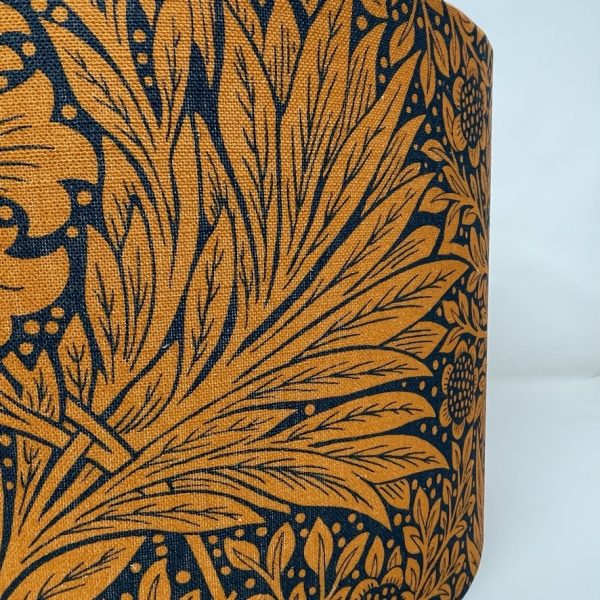 William Morris Marigold drum lampshade in Orange Navy by Fait par Moi 2