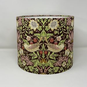 William Morris Strawberry Thief drum lampshade in chocolate by Fait par Moi