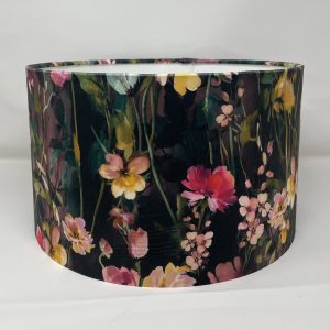 Wild Meadow Noir velvet drum lampshade by Fait par Moi