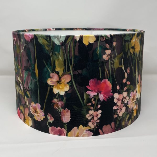 Wild Meadow Noir velvet drum lampshade by Fait par Moi