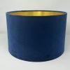 Navy velvet handmade drum lampshade by Fait par Moi