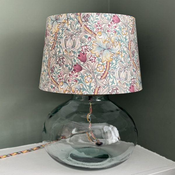 29cm Garaffa Jar glass lamp with a William Morris empire by Fait par Moi