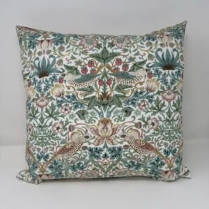 William Morris Strawberry Thief cushion in Olive by Fait par Moi