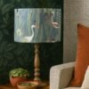 Cranes velvet handmade lampshade by Fait par Moi in situ