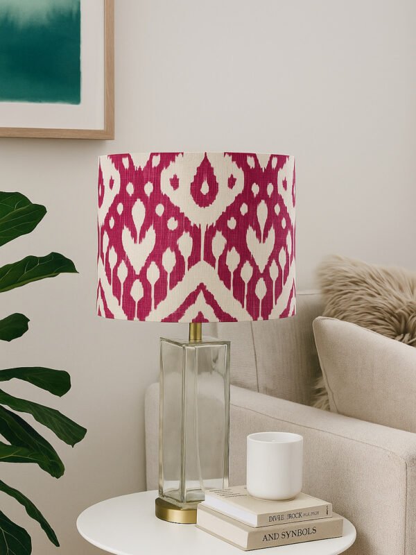 In situ Marrakech Ikat handmade drum lampshade in Begonia by Fait par Moi i