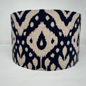 Marrakech Ikat handmade drum lampshade in Ink by Fait par Moi