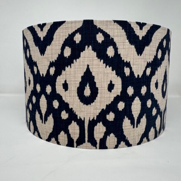 Marrakech Ikat handmade drum lampshade in Ink by Fait par Moi