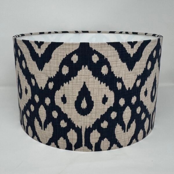 Marrakech Ikat handmade drum lampshade in Ink by Fait par Moi 2