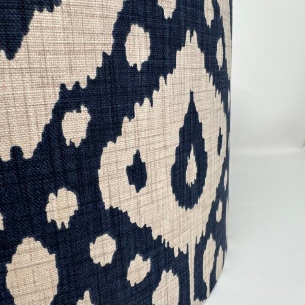 Marrakech Ikat handmade drum lampshade in Ink by Fait par Moi 3