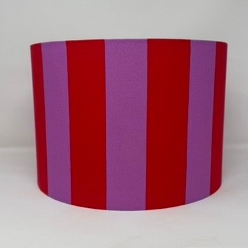 Raspberry stripes drum lampshade by Fait par Moi