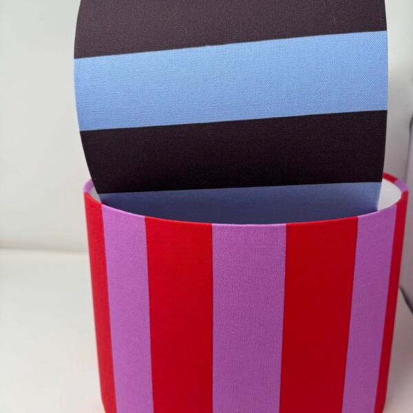 Raspberry stripes handmade drum lampshade by Fait par Moi 3