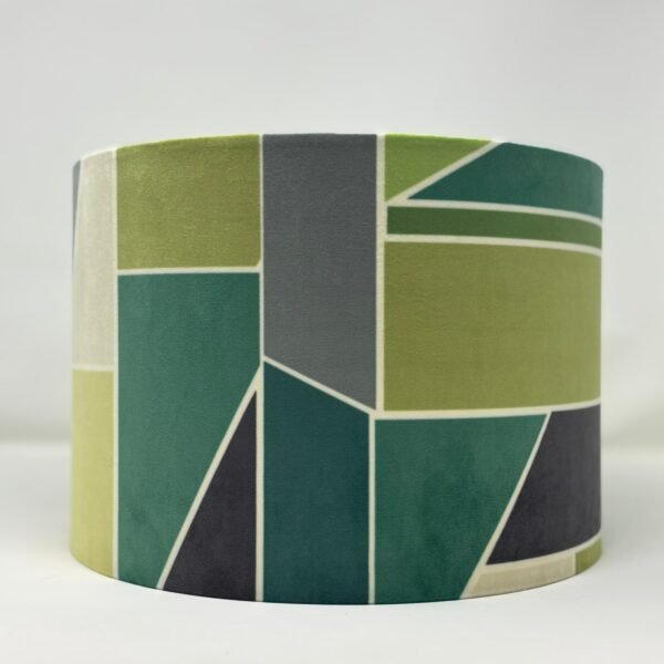 Green geometric velvet handmade lampshade by Fait par Moi 2