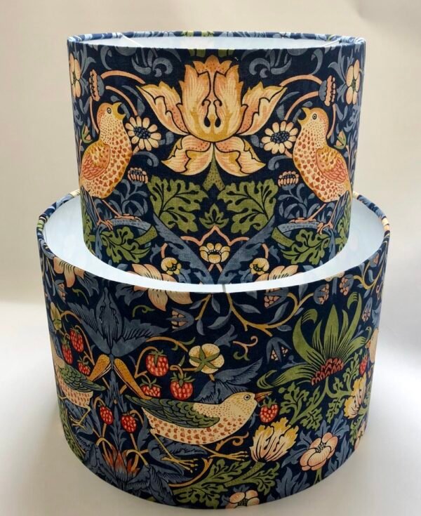 Strawberry Thief lampshade in Indigo handmade by Fait par Moi