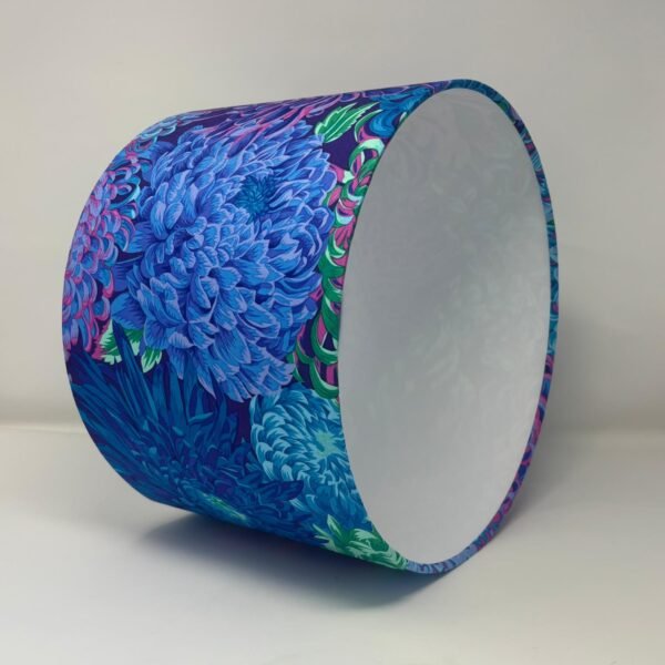 Japanese Chrysanthemum lampshade in Blue handmade by Fait par Moi 2