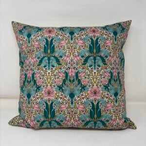 Handmade William Morris Spring Thicket Barbed Berry cushion by Fait par Moi featuring an Arts & Crafts floral design in genuine FreeSpirit Fabrics cotton.