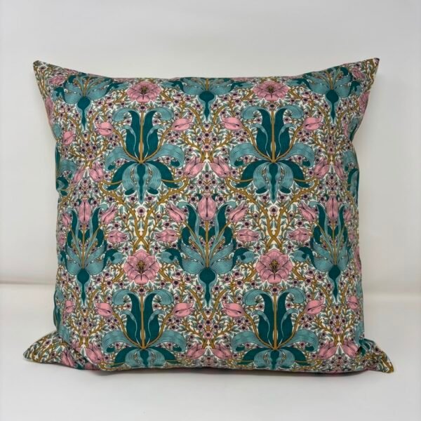 Handmade William Morris Spring Thicket Barbed Berry cushion by Fait par Moi featuring an Arts & Crafts floral design in genuine FreeSpirit Fabrics cotton.