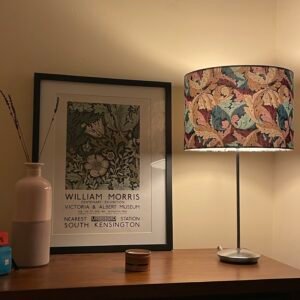 Correctly sized table lamp with handcrafted William Morris lampshade