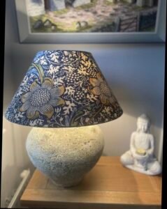 Correctly sized table lamp with handcrafted William Morris lampshade