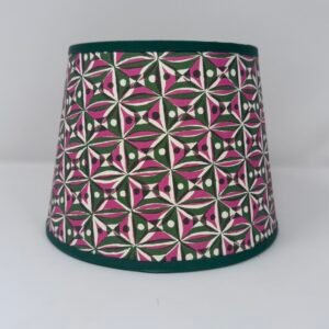 Handmade Cambridge Imprint pink and green Empire lampshade with a 20cm bottom diameter